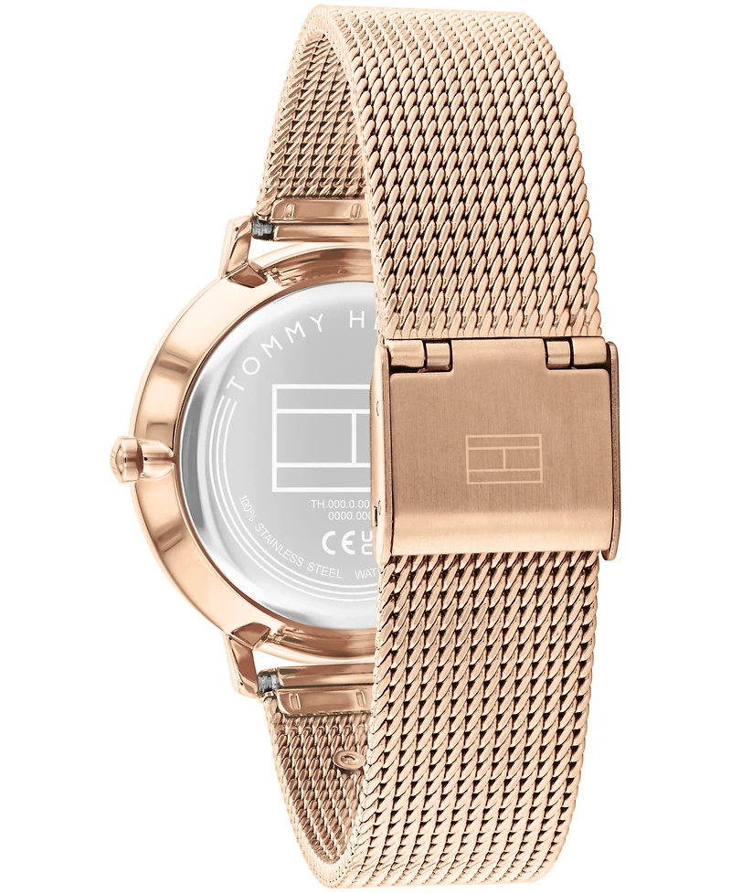 Tommy Hilfiger Women's Multifunction Rose Gold Tone Stainless Steel Mesh Bracelet Watch, 36mm
