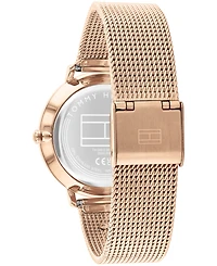 Tommy Hilfiger Women's Multifunction Rose Gold Tone Stainless Steel Mesh Bracelet Watch, 36mm