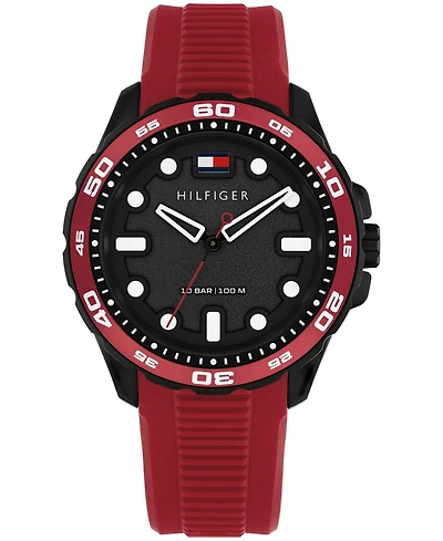Tommy Hilfiger Men's Quartz Red Silicone Strap Watch, 40mm