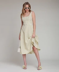 Avec Les Filles Women's Contrast Piping Midi Dress