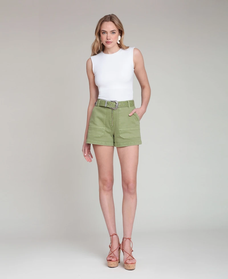 Avec Les Filles Women's High-Rise Belted Shorts
