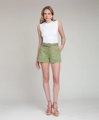 Avec Les Filles Women's High-Rise Belted Shorts