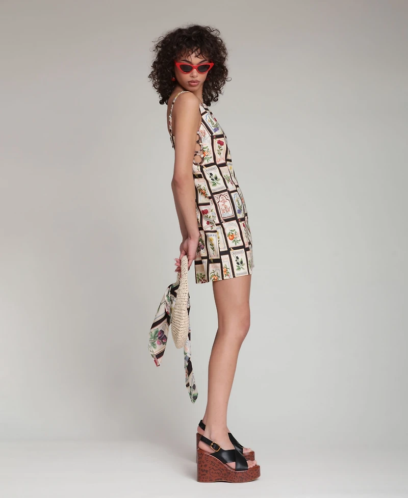 Avec Les Filles Women's Botanical-Print Square-Neck Mini Dress