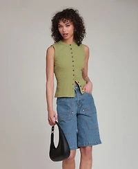 Avec Les Filles Women's Button-Front Tank Top