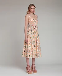 Avec Les Filles Women's Printed Smocked Midi Dress