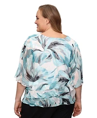 Alex Evenings Plus Boat Neck 3/4-Length-Sleeve Top