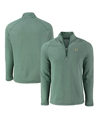 Cutter & Buck Men's Heather Green Bay Packers Peshastin Eco Fleece Tri-Blend Raglan Quarter-Zip Jacket