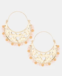 Style & Co Gold-Tone Beaded Half Hoop Earrings, Macy's Exclusive