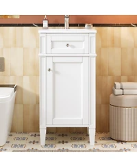 Sillysis 16 Inch French Modern Freestanding Bathroom Vanity with Ceramic Sink and Soft Close Door for Small Bathroom Spaces