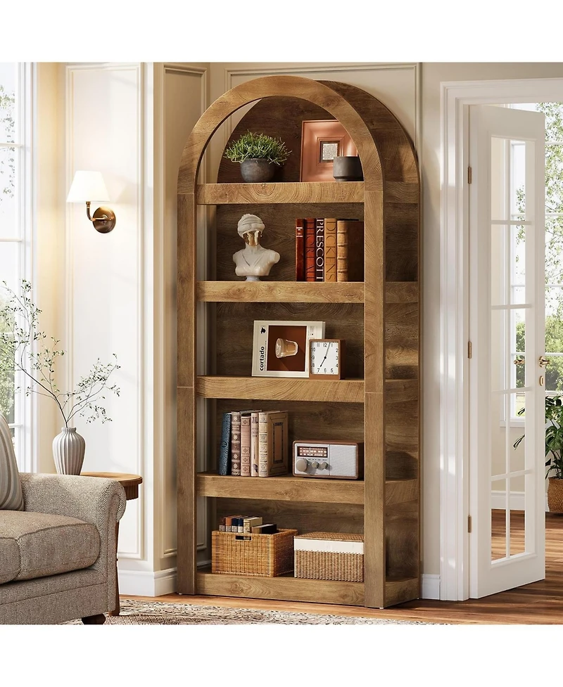 Tribesigns 5-Tier Arched Bookshelf, 71" Tall