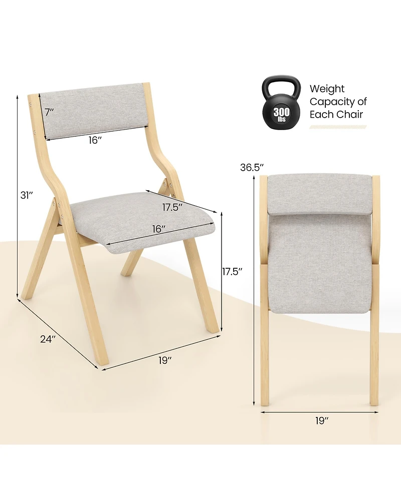 Gymax Folding Dining Chairs Set of 4 Wooden Table Chairs w/ Padded Seat Modern