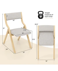 Gymax Folding Dining Chairs Set of 4 Wooden Table Chairs w/ Padded Seat Modern