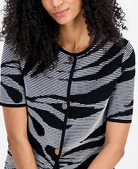 Anne Klein Women's Jacquard-Knit Short-Sleeve Cardigan Sweater