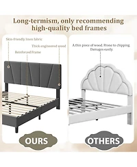 gaomon Platform Bed Frame with Adjustable Headboard - Strong Wooden Slats & Metal Legs, No Box Spring Needed, Noise-Free, Easy Assembly