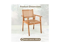 Slickblue 2-Piece Acacia Wood Patio Chairs with Rattan Backrests and Arms