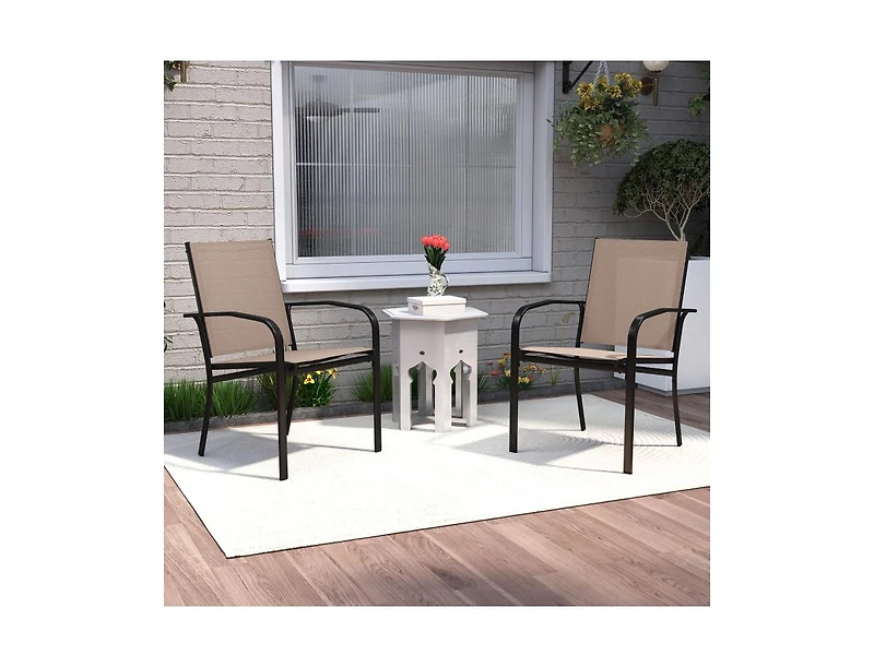 Slickblue High Back Outdoor Dining Chairs Set of 2 Metal