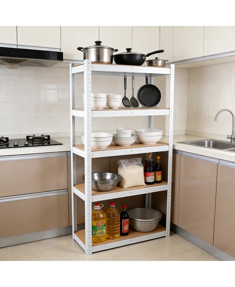 Rainsken Metal Shelving Unit, 5 Tier Adjustable Storage Rack, Heavy Duty Shelves for Warehouse, Basement and Pantry
