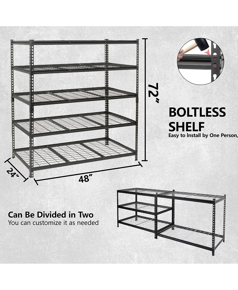 Rainsken 5-Tier Heavy Duty Metal Shelving Unit