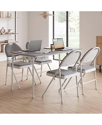 gaomon Folding Chairs, Pu Leather Upholstered Foldable Chairs Set, Soft Cushioned Chairs with Metal Frame