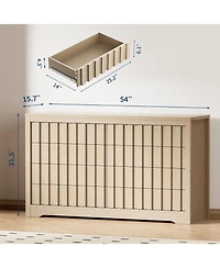gaomon Fluted 8 Drawer Dresser, Modern Handleless Wooden Chest of Drawers with Deep Storage Closet Organizer for Living Room Hallway