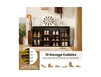 Slickblue 10-Cubby Shoe Storage Bench with Umbrella Stand for Entryway