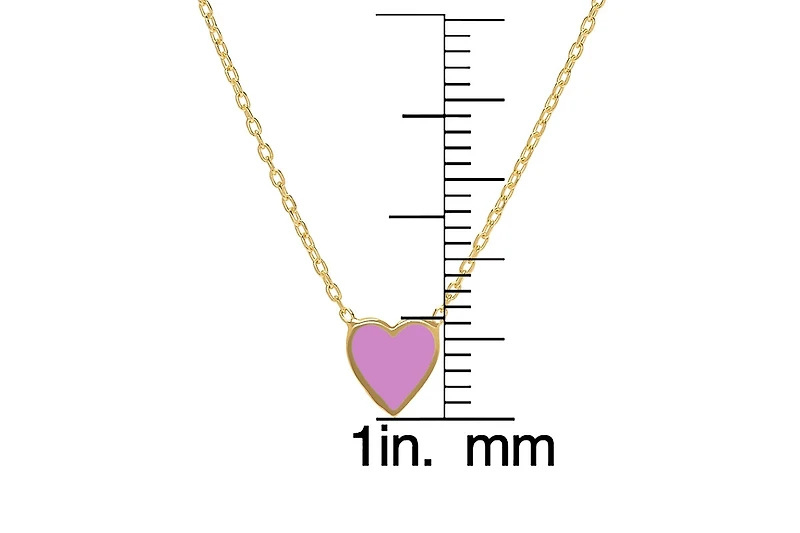Lily Nily Girls Purple Enamel Heart Necklace in 14K Gold over Sterling Silver