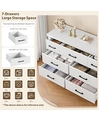 gaomon 7 Drawer Wide Wood Dresser with Metal Handles, Modern Storage Cabinet for Bedroom, Hallway
