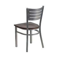Emma+Oliver 2 Pack Silver Slat Back Metal Restaurant Chair