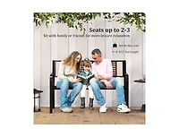 Slickblue Outdoor 50 Inch Metal Patio Bench for 2–3 with Rattan