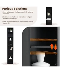 Rainsken 8-Tier Tall Narrow Bookshelf, Slim Storage Cabinet & Display Bookcase with Adjustable Shelves for Living Room, Office