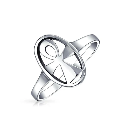 Bling Jewelry Eternal Key Of Life Ankh Cross Silver Ring Sterling Signet