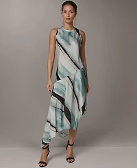 Donna Karan New York Women's Crew Neck Midi Dress