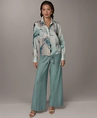 Donna Karan New York Women's Long-Sleeve Collared Neck Shirt