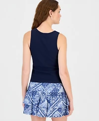 Hippie Rose Juniors' Embroidered Ribbed Sleeveless Top