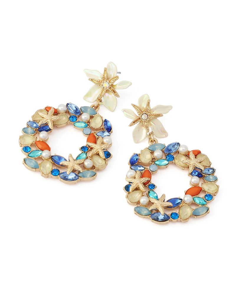 Betsey Johnson Faux Stone Starfish Doorknocker Earrings
