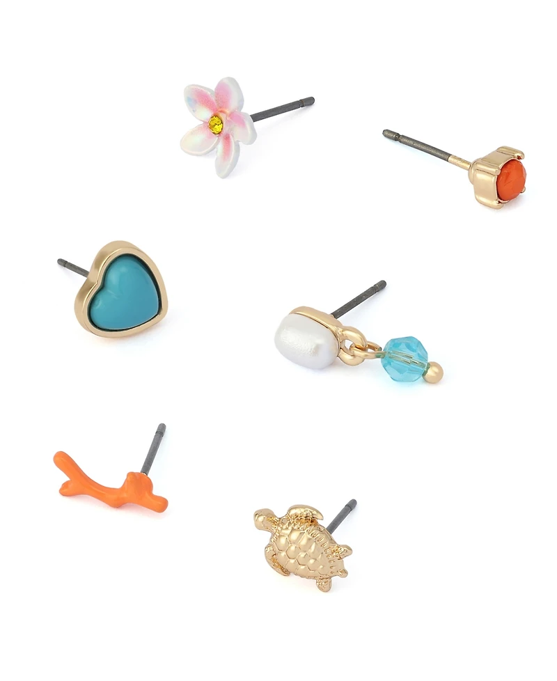 Betsey Johnson Faux Stone Beachy Stud Earring Set