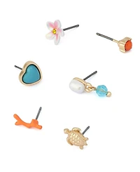 Betsey Johnson Faux Stone Beachy Stud Earring Set