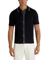 Karl Lagerfeld Paris Men's Short-Sleeve Regular-Fit Woven Sweater