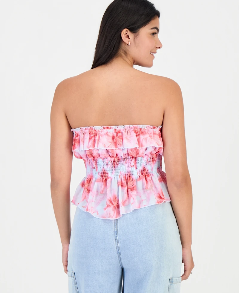 Madden Girl Juniors' Printed Ruffled Tube Top