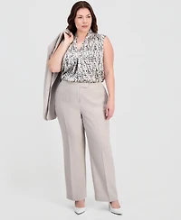 Kasper Plus Flat-Front Extended-Tab Trousers