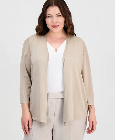 Kasper Plus Open-Front Cardigan