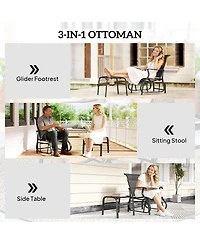 Outsunny Outdoor Glider with Ottoman, High Back Patio Glider Set