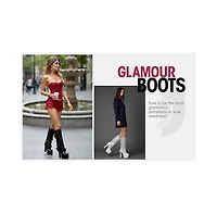 London Rag Women's Sundra Floral Applique Platform Heeled Boots