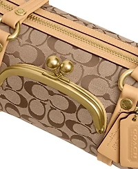 Coach Barrel Kisslock Small Signature Jacquard Slim Shoulder Bag
