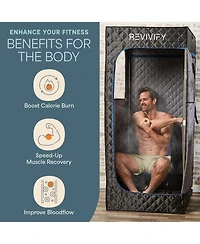 LifePro Revivify Mini Portable Sauna Box – Foldable Personal Steam Sauna Tent for Home Use with Adjustable Heat & Timer – Includes Chair