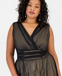 Connected Plus Matte Chiffon Sleeveless V-Neck Dress