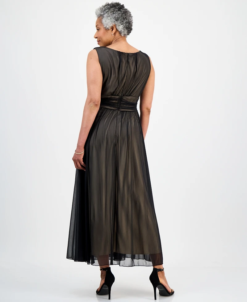 Connected Petite Sleeveless Mesh Midi Dress