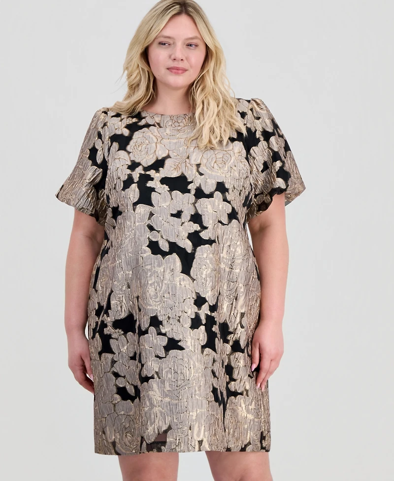 Connected Plus Jacquard Boat-Neck Dress