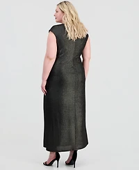 Connected Plus Metallic Cap-Sleeve Dress