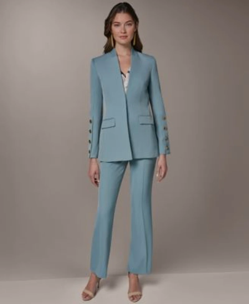 Donna Karan New York Petite Collarless Blazer Straight Leg Pants